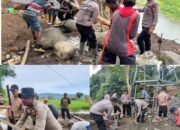 Polri Gerak Cepat Respon Pidato Presiden Prabowo, Satbrimobda Sulsel Bangun Jembatan Gantung di Soppeng.