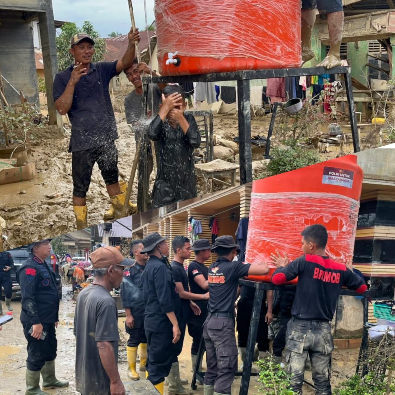 Polri Salurkan 627 Tandon Air Bersih untuk Warga Terdampak Bencana, Salah Satunya di Aceh Tamiang.