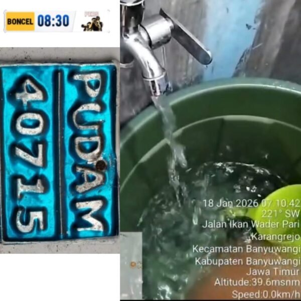Air PDAM Terus Mengalir Tanpa Henti, Warga Karangrejo Keluhkan Pembiaran dan Minim Respons PUDAM Banyuwangi.