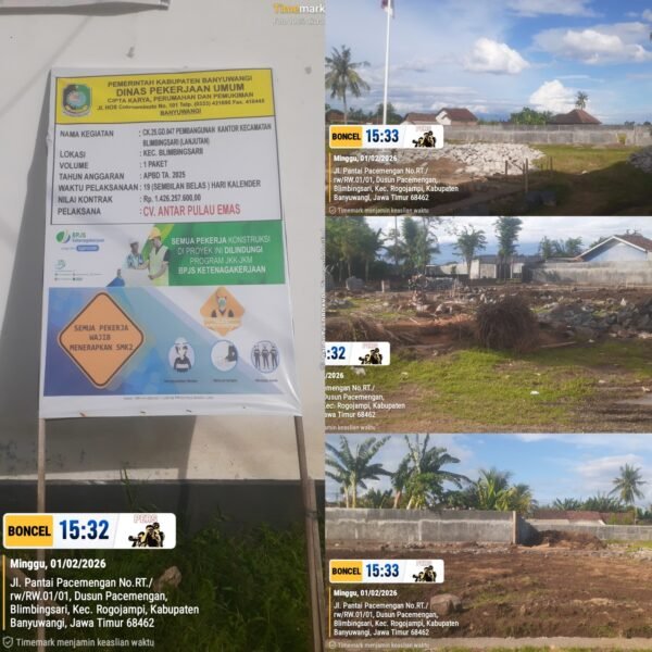 LPSE Catat Rampung, Proyek Kantor Kecamatan Blimbingsari Masih Jalan : Alarm Pengawasan Pengadaan