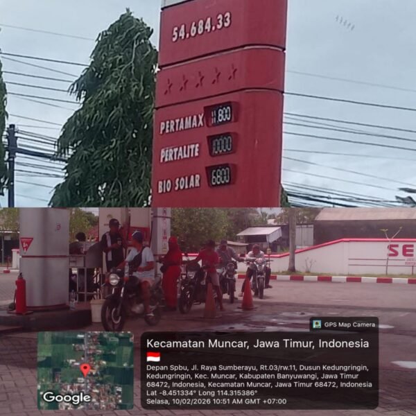 SPBU Sumber Ayu Muncar Bernomor Seri 54.684.33 Disorot, Diduga Lakukan Pembiaran Tengkulak BBM Bersubsidi