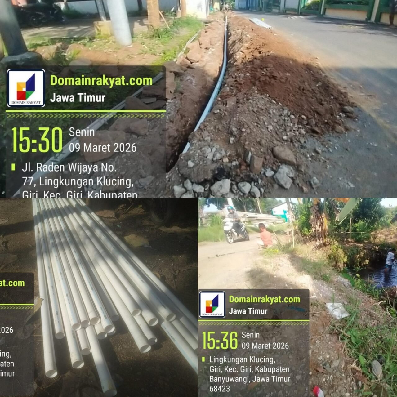 Proyek Misterius di Giri Banyuwangi Disorot Warga, Galian Pipa Tanpa Plang Proyek